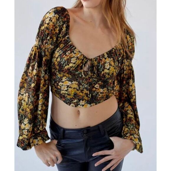 Urban outfitters Puff Sleeve‎ Peasant Hipster Hippie  Blouse size medium - Picture 1 of 9